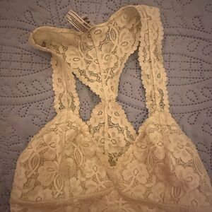 Free People Lace Racerback Bralette in Ivory